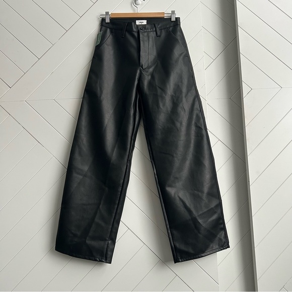 NEW Black Faux Leather Wide-Leg Pants size small - Picture 5 of 7